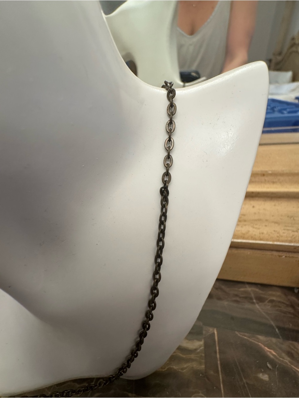 Vintage Dark Metal Chain Necklace 29”